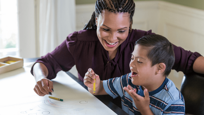 a woman with her son