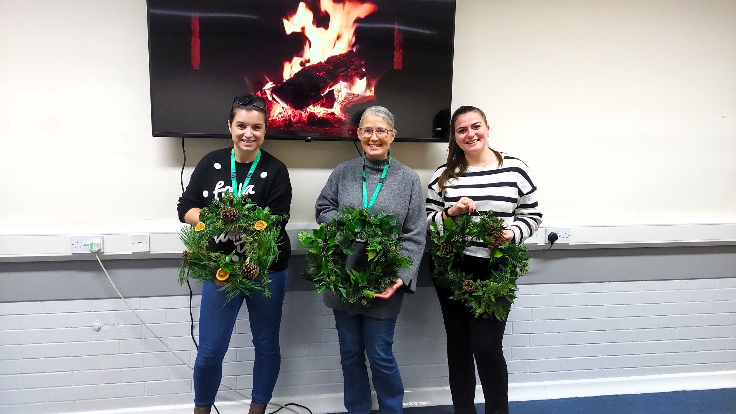 Christmas wreath making workshop, for Swindon Carers Centre staff.